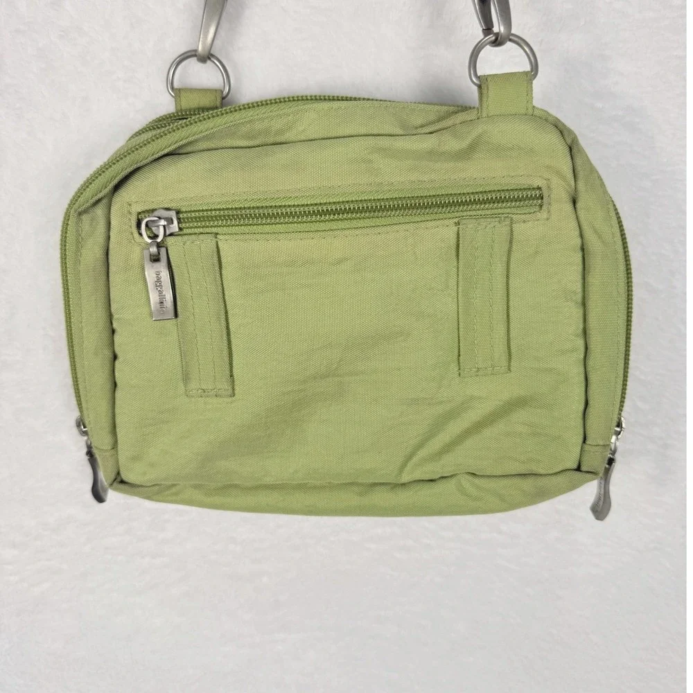 Baggallini Lime Green Nylon Crossbody Bag Multi-Pocket Travel Organizer Purse